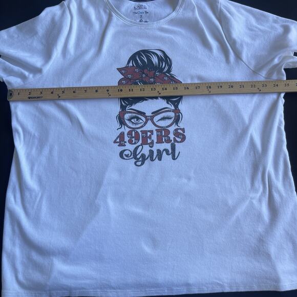 San Francisco 49ers Womens Shirt Messy Bun Plus Size 2X White Football Niners - Picture 5 of 8
